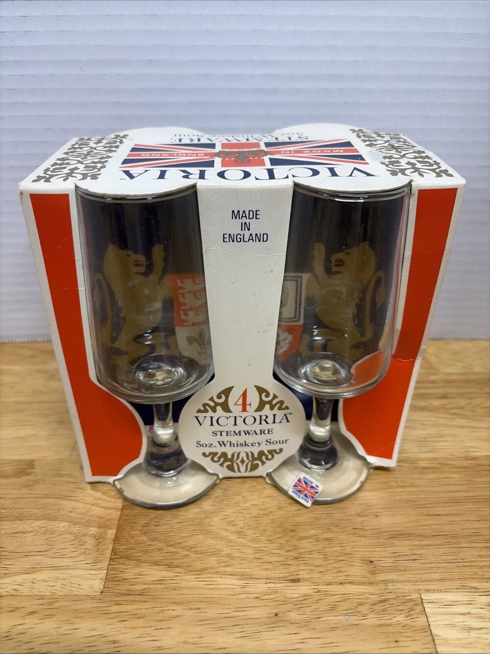 VTG (4) Victoria Stemware 5oz Whiskey Sour - Made In England/Unused/Original Box